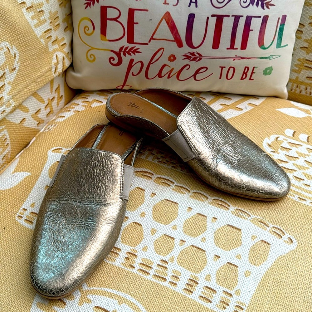 Frye Terri Gold leather mules